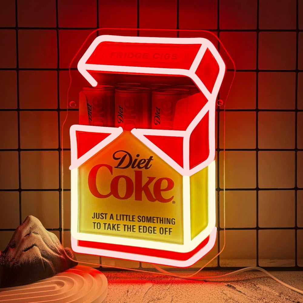 Fridge Cigs Diet Coke Neon Sign - Just a Little Something to take the edge off