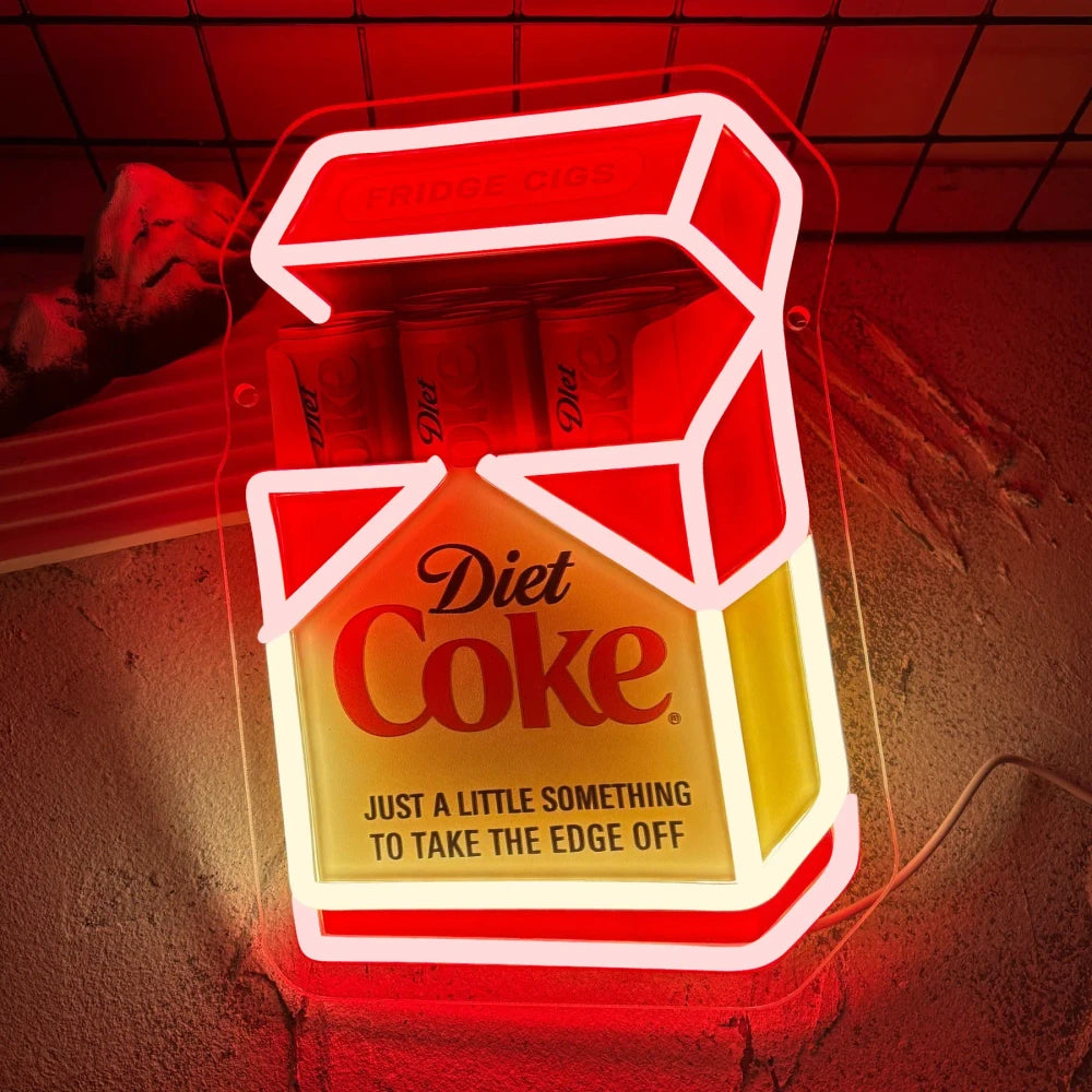 Fridge Cigs Diet Coke Neon Sign - Just a Little Something to take the edge off