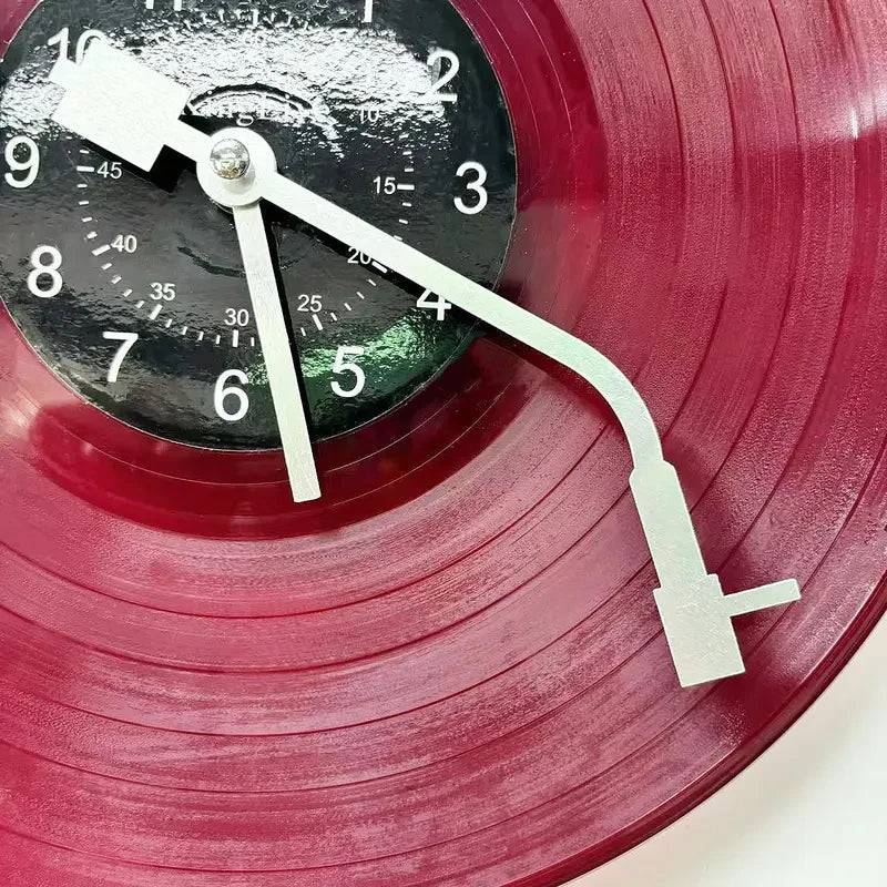 Red Vinyl Record Wall Clock