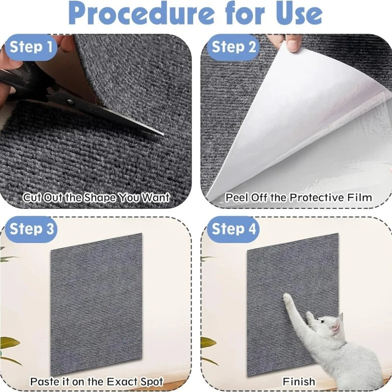 Self-Adhesive Cat Scratching Mat Trimmable Wall Corner Carpet Anti-Scratch Sofa Furniture Protector DIY Claw Grinding Pad