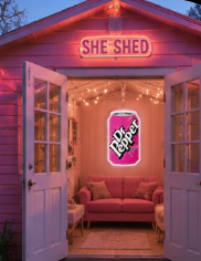 Pink Soda Can LED Neon Sign | Retro Soft Glow Wall Decor | College Dorm Room Decor | She Shed Decor | Game Room | Bedroom Aesthetic | Gift for Soda Lovers