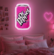 Pink Soda Can LED Neon Sign | Retro Soft Glow Wall Decor | College Dorm Room Decor | She Shed Decor | Game Room | Bedroom Aesthetic | Gift for Soda Lovers