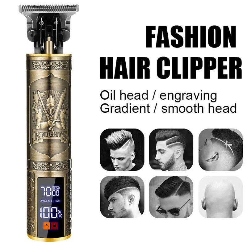Cordless Hair Trimmer Vintage Hair Clipper USB Fast Charging Hair Cutting Machine Electric Shaver Barber Professional Barber