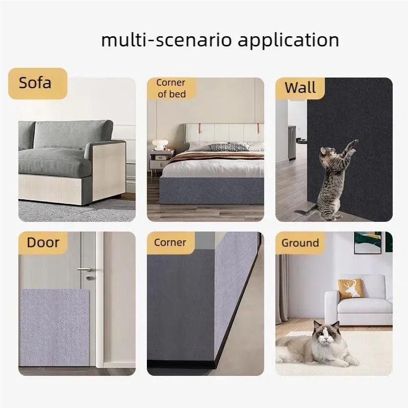 Self-Adhesive Cat Scratching Mat Trimmable Wall Corner Carpet Anti-Scratch Sofa Furniture Protector DIY Claw Grinding Pad